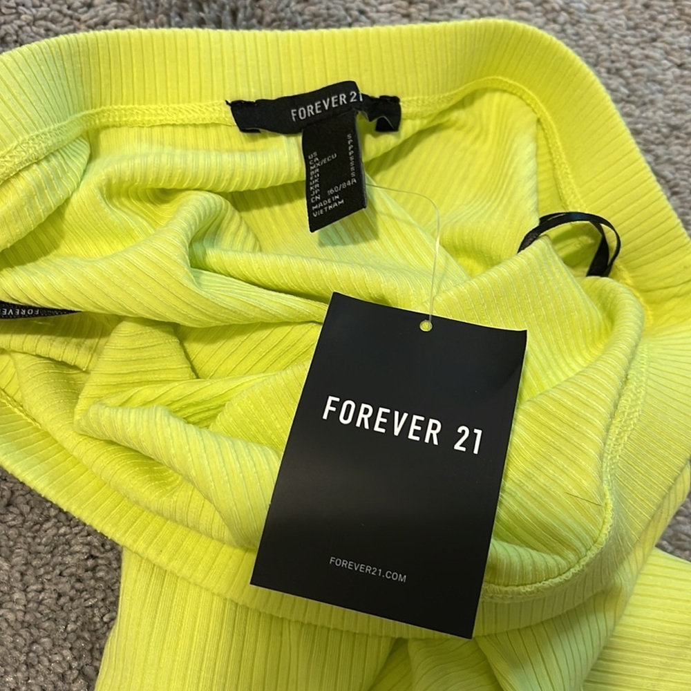 NWT Forever 21 Neon yellow green ribbed tube bodysuit - Picture 8 of 9